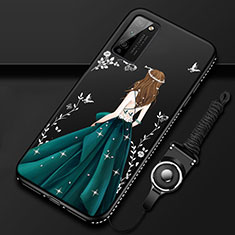 Silicone Candy Rubber Gel Dress Party Girl Soft Case Cover for Huawei Honor 30 Lite 5G Black