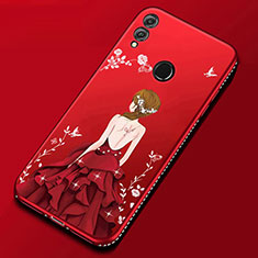 Silicone Candy Rubber Gel Dress Party Girl Soft Case Cover for Huawei Honor 8X Red