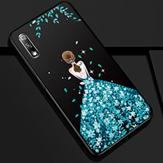 Silicone Candy Rubber Gel Dress Party Girl Soft Case Cover for Huawei Honor 9X Blue