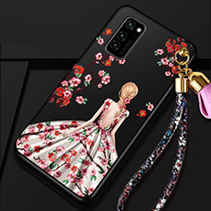 Silicone Candy Rubber Gel Dress Party Girl Soft Case Cover for Huawei Honor View 30 5G Brown