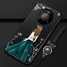 Silicone Candy Rubber Gel Dress Party Girl Soft Case Cover for Huawei Mate 40 Pro+ Plus Black