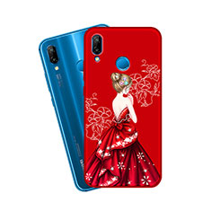 Silicone Candy Rubber Gel Dress Party Girl Soft Case Cover for Huawei Nova 3e Red