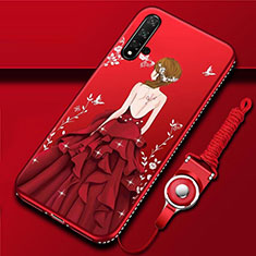 Silicone Candy Rubber Gel Dress Party Girl Soft Case Cover for Huawei Nova 5 Pro Red