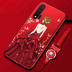 Silicone Candy Rubber Gel Dress Party Girl Soft Case Cover for Huawei Nova 6 Red