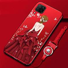 Silicone Candy Rubber Gel Dress Party Girl Soft Case Cover for Huawei Nova 7i Red