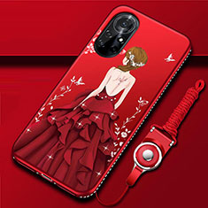 Silicone Candy Rubber Gel Dress Party Girl Soft Case Cover for Huawei Nova 8 Pro 5G Red