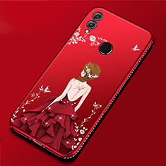 Silicone Candy Rubber Gel Dress Party Girl Soft Case Cover for Huawei P Smart (2019) Red