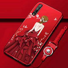 Silicone Candy Rubber Gel Dress Party Girl Soft Case Cover for Huawei P smart S Red