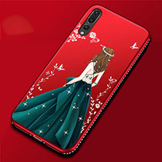 Silicone Candy Rubber Gel Dress Party Girl Soft Case Cover for Huawei P20 Pro Cyan