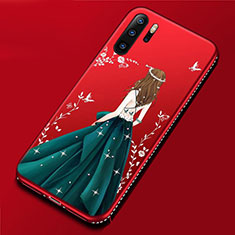 Silicone Candy Rubber Gel Dress Party Girl Soft Case Cover for Huawei P30 Pro Cyan