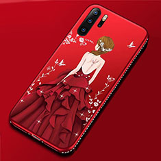 Silicone Candy Rubber Gel Dress Party Girl Soft Case Cover for Huawei P30 Pro New Edition Red