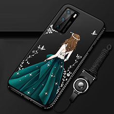 Silicone Candy Rubber Gel Dress Party Girl Soft Case Cover for Huawei P40 Green