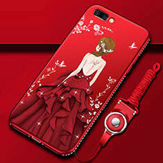 Silicone Candy Rubber Gel Dress Party Girl Soft Case Cover for Oppo A12e Red
