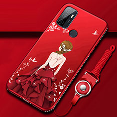 Silicone Candy Rubber Gel Dress Party Girl Soft Case Cover for Oppo A33 Red