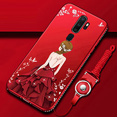 Silicone Candy Rubber Gel Dress Party Girl Soft Case Cover for Oppo A5 (2020) Red