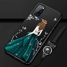 Silicone Candy Rubber Gel Dress Party Girl Soft Case Cover for Oppo A52 Green
