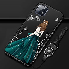 Silicone Candy Rubber Gel Dress Party Girl Soft Case Cover for Oppo A72 5G Black