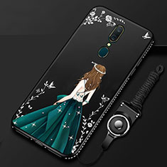 Silicone Candy Rubber Gel Dress Party Girl Soft Case Cover for Oppo A9 Black