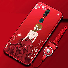 Silicone Candy Rubber Gel Dress Party Girl Soft Case Cover for Oppo A9 Red
