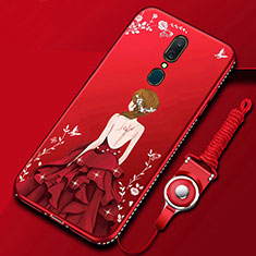 Silicone Candy Rubber Gel Dress Party Girl Soft Case Cover for Oppo A9X Red
