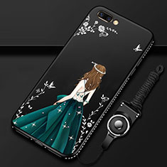 Silicone Candy Rubber Gel Dress Party Girl Soft Case Cover for Oppo AX5 Black