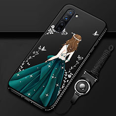 Silicone Candy Rubber Gel Dress Party Girl Soft Case Cover for Oppo Find X2 Lite Green
