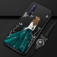 Silicone Candy Rubber Gel Dress Party Girl Soft Case Cover for Oppo Find X2 Neo Green