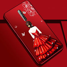 Silicone Candy Rubber Gel Dress Party Girl Soft Case Cover for Oppo Reno2 Z Red