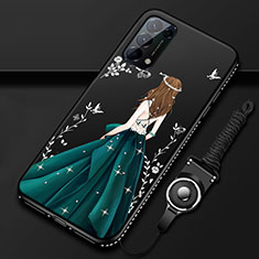 Silicone Candy Rubber Gel Dress Party Girl Soft Case Cover for Oppo Reno5 5G Black
