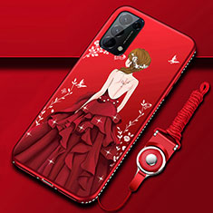 Silicone Candy Rubber Gel Dress Party Girl Soft Case Cover for Oppo Reno5 5G Red