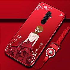 Silicone Candy Rubber Gel Dress Party Girl Soft Case Cover for Realme X2 Pro Red