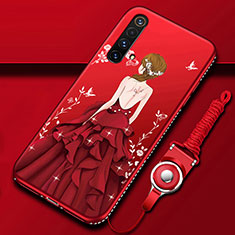 Silicone Candy Rubber Gel Dress Party Girl Soft Case Cover for Realme X3 SuperZoom Red