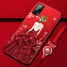 Silicone Candy Rubber Gel Dress Party Girl Soft Case Cover for Realme X7 5G Red