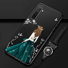 Silicone Candy Rubber Gel Dress Party Girl Soft Case Cover for Realme XT Black