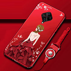 Silicone Candy Rubber Gel Dress Party Girl Soft Case Cover for Vivo X50 Lite Red