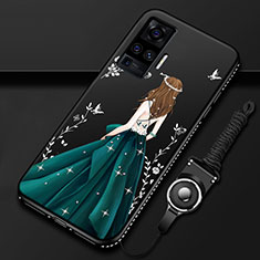 Silicone Candy Rubber Gel Dress Party Girl Soft Case Cover for Vivo X50 Pro 5G Green