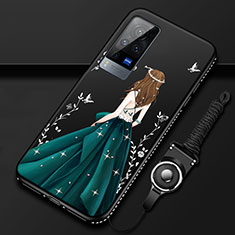 Silicone Candy Rubber Gel Dress Party Girl Soft Case Cover for Vivo X60 Pro 5G Black