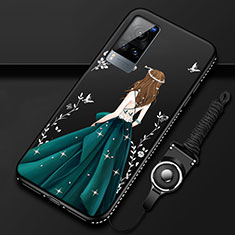 Silicone Candy Rubber Gel Dress Party Girl Soft Case Cover for Vivo X60T 5G Black