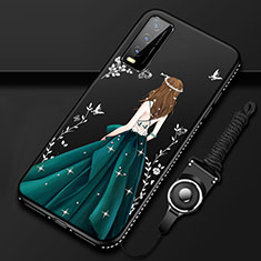 Silicone Candy Rubber Gel Dress Party Girl Soft Case Cover for Vivo Y11s Green