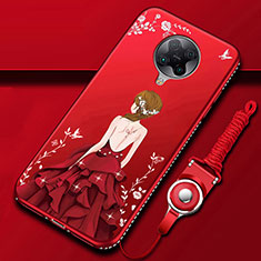 Silicone Candy Rubber Gel Dress Party Girl Soft Case Cover for Xiaomi Poco F2 Pro Red