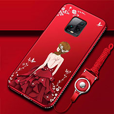 Silicone Candy Rubber Gel Dress Party Girl Soft Case Cover for Xiaomi Redmi 10X Pro 5G Red