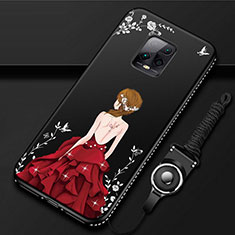 Silicone Candy Rubber Gel Dress Party Girl Soft Case Cover for Xiaomi Redmi 10X Pro 5G Red and Black