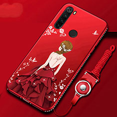 Silicone Candy Rubber Gel Dress Party Girl Soft Case Cover for Xiaomi Redmi Note 8 Red