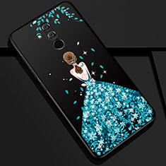 Silicone Candy Rubber Gel Dress Party Girl Soft Case Cover H02 for Huawei Mate 20 Lite Blue
