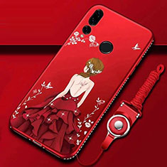 Silicone Candy Rubber Gel Dress Party Girl Soft Case Cover K01 for Huawei Honor 20 Lite Red