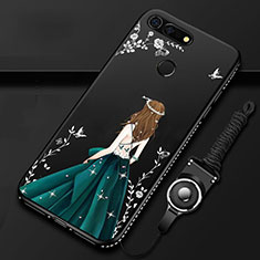Silicone Candy Rubber Gel Dress Party Girl Soft Case Cover K01 for Huawei Honor V20 Green