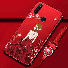 Silicone Candy Rubber Gel Dress Party Girl Soft Case Cover K01 for Huawei Nova 4e Red