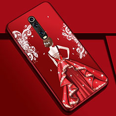 Silicone Candy Rubber Gel Dress Party Girl Soft Case Cover K01 for Xiaomi Mi 9T Red