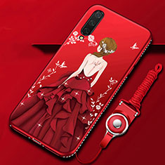 Silicone Candy Rubber Gel Dress Party Girl Soft Case Cover K01 for Xiaomi Mi A3 Red