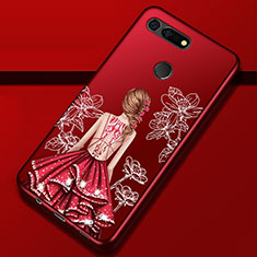 Silicone Candy Rubber Gel Dress Party Girl Soft Case Cover K02 for Huawei Honor View 20 Red